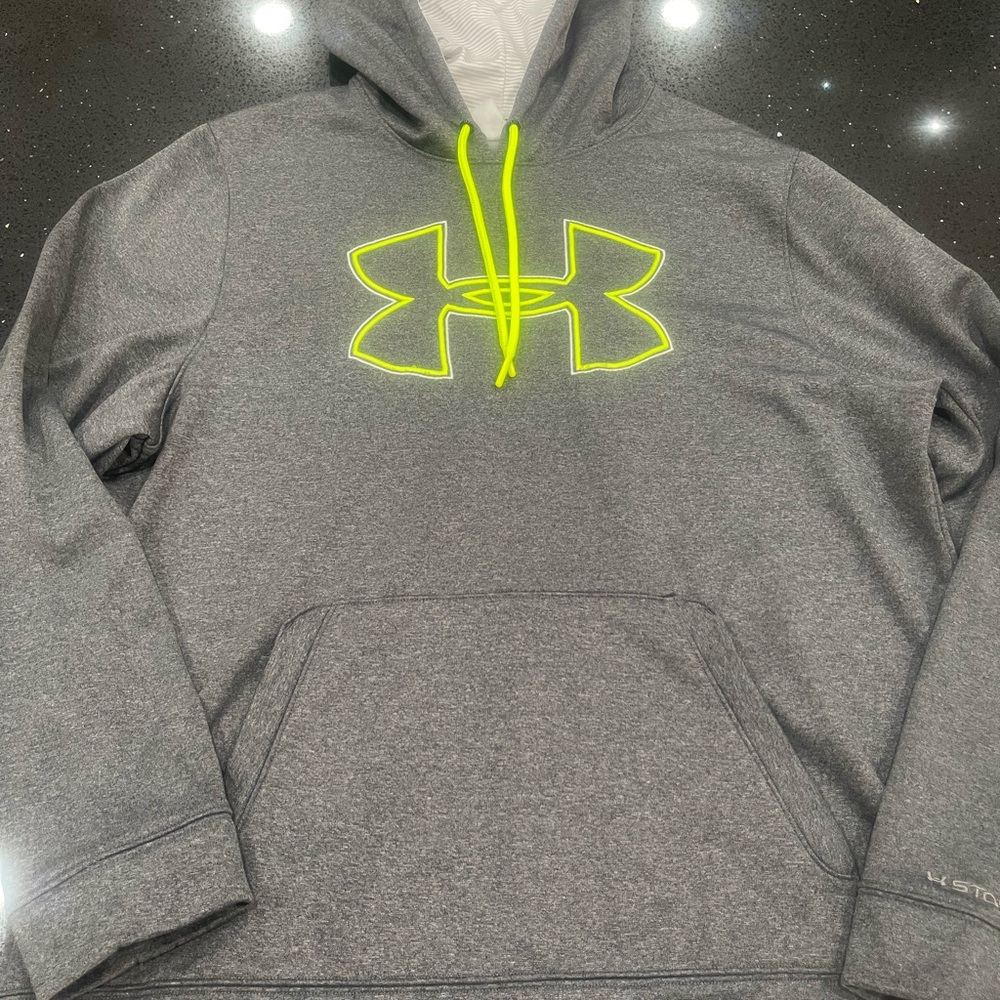 Under Armour Gray and Yellow Hoodie with Neon Logo